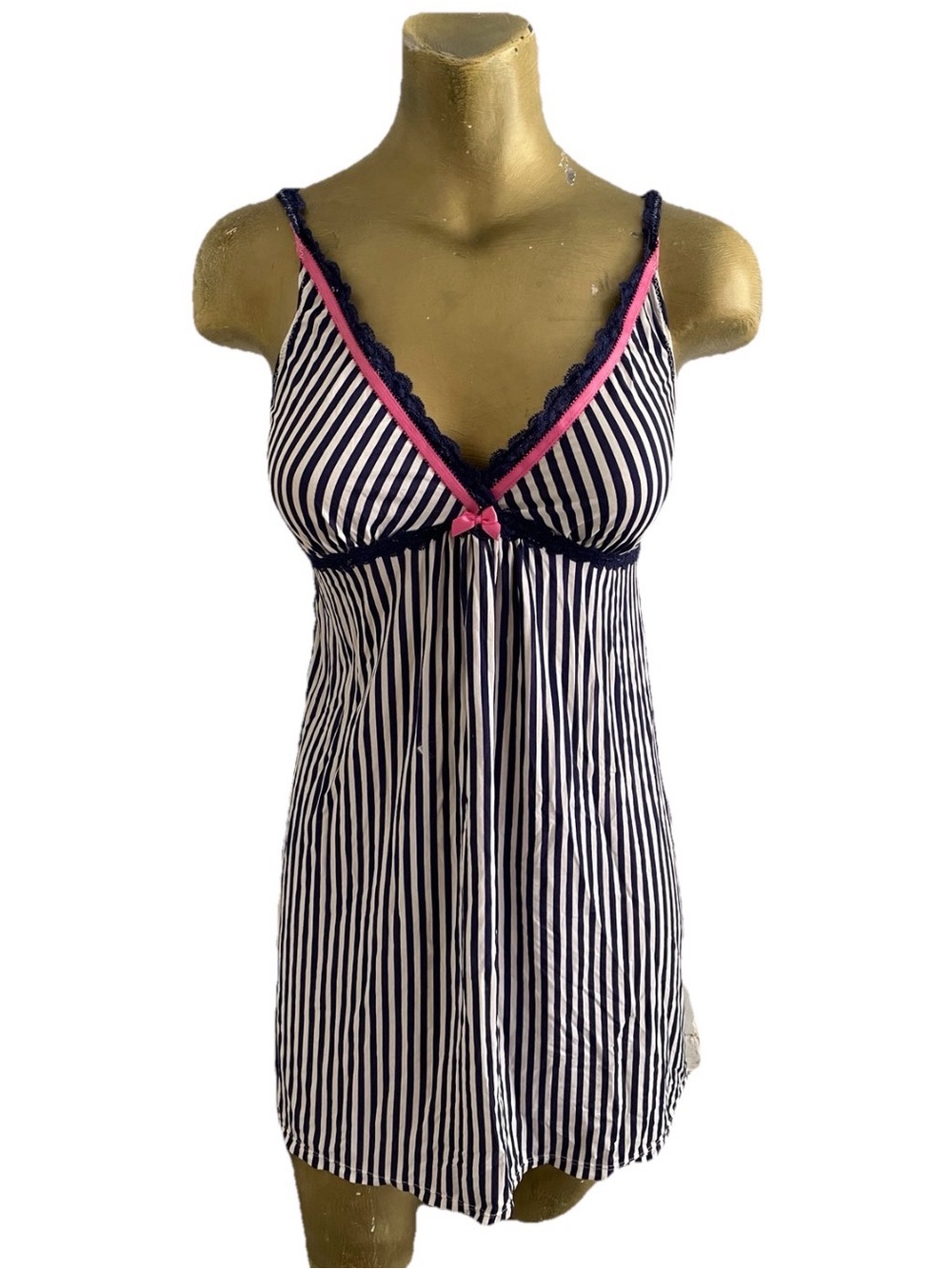 OLSENBOYE Striped Lightweight Chemise Short NIGHTGOWN Size XL